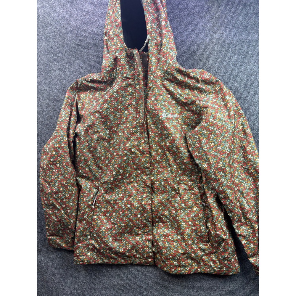 Columbia Rain Jacket Womens Large Multicolor Omni-Tech Waterproof Hooded Shell